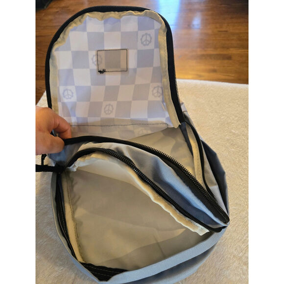 Vans Small Backpack Blue White Checkered Peace Sign NWOT - Picture 6 of 11